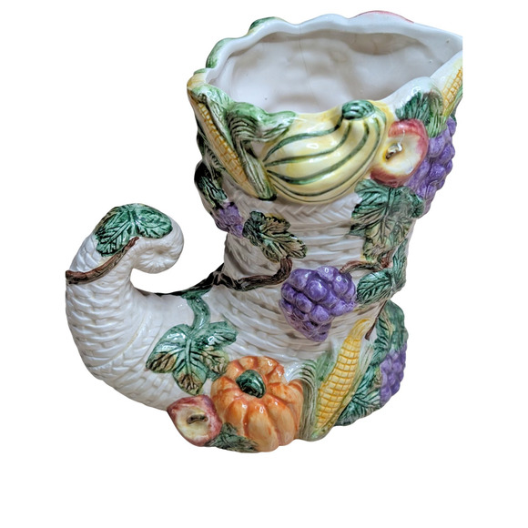 Vintage Omnibus by Fitz and Floyd Cornucopia Vase Fall Harvest 1993 – Ceramic - Picture 1 of 7